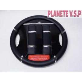 Couvre volant noir + 2 protections de ceinture de sécurité