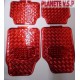 Jeu de 4 tapis imitation alu rouge